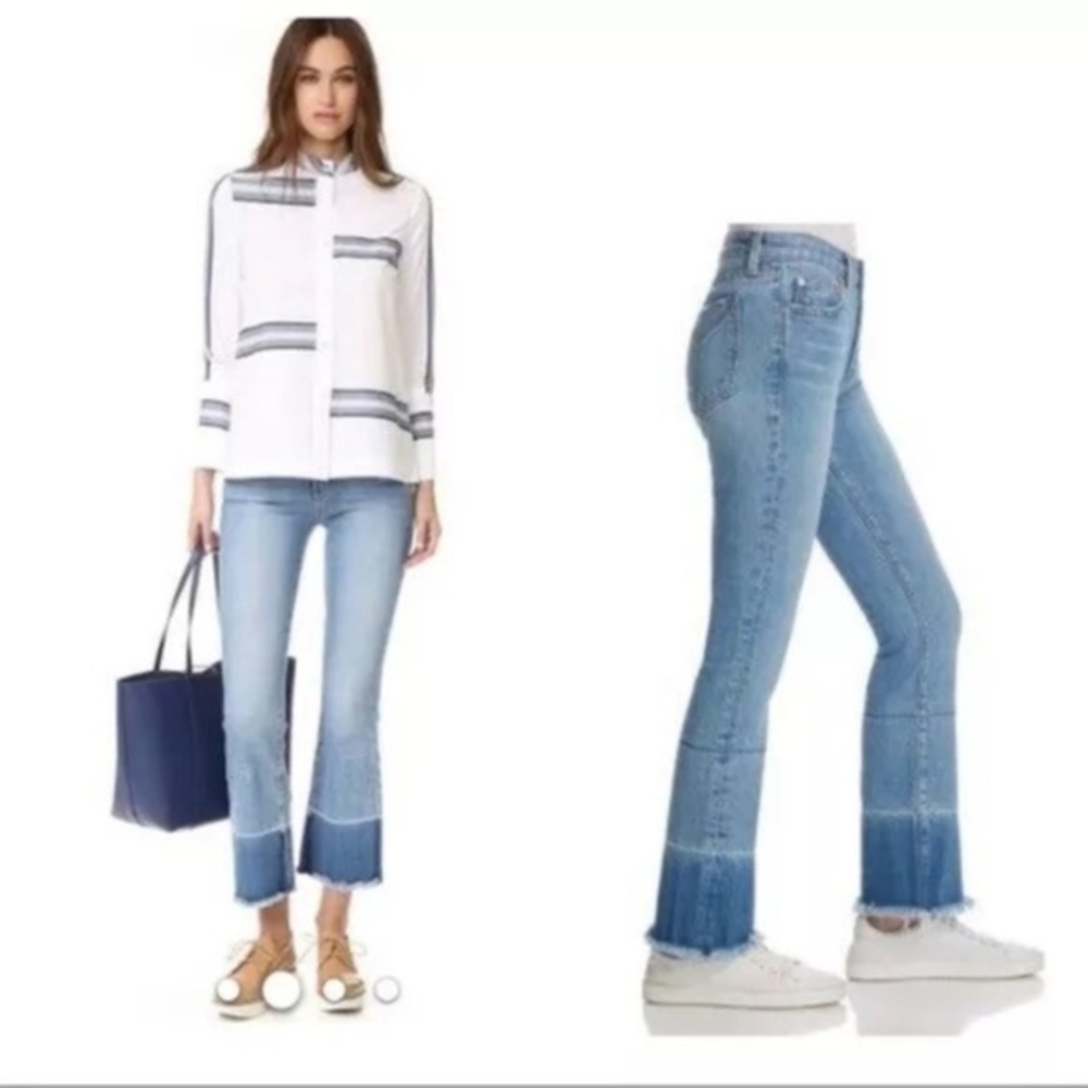 Derek Lam women's Jane mid rise flip flop flare lightwash denim jeans size:27 H